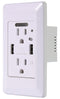 EG-U205 High Speed Dual USB Charger, 4.2A with 15A Tamper Resistant Wall Receptacle, 2 Outlets, White