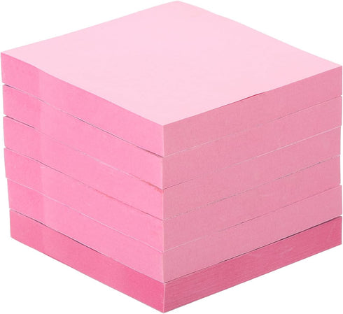PATIKIL Light Pink 3 x 3 Inch Sticky Notes, 6 Pack, Self-Stick Note Pads, 100 Sheets/Pad for Home Office Business