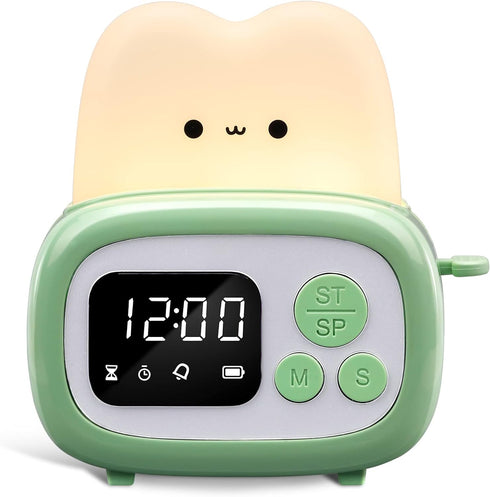 QANYI Small Timer Clock Toaster Lamp, Cute Night Light with Time Management Tool for Kids