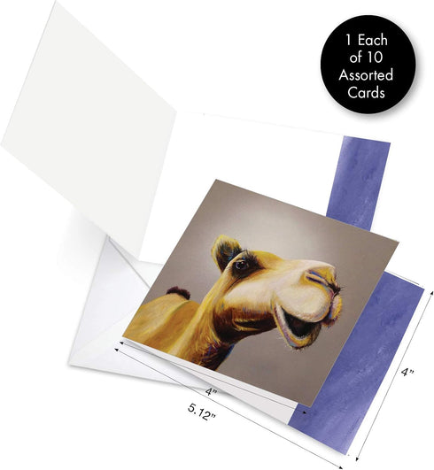 The Best Card Company - 10 Adorable Blank Note Cards (4 x 5.12 Inch) - Assorted Wildlife and Animal Cards Kids Set