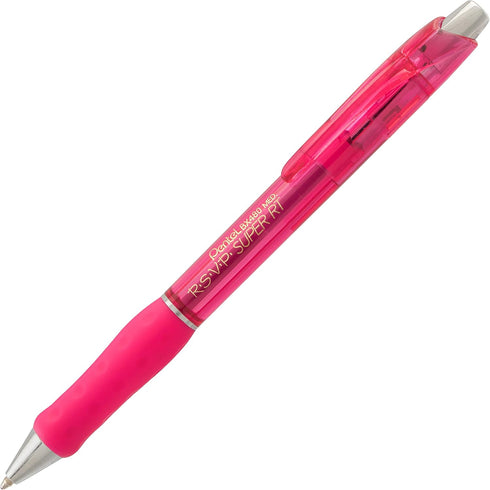 Pentel RSVP Super RT Ballpoint Pen - 1.0mm Medium Line - Pink Ink - Box of 12 Pens