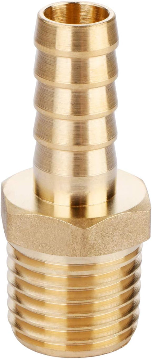 U.S. Solid Brass Hose Fitting Adapter, 3/8" Barb x 1/4" NPT Male Pipe Fittings