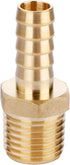 U.S. Solid Brass Hose Fitting Adapter, 3/8" Barb x 1/4" NPT Male Pipe Fittings