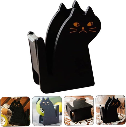 EXCEART 2pcs Cat Tape Holder, Packing Tape Roller Dispenser for Office Desk Wood Holder