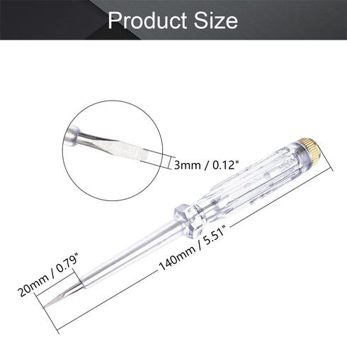 Fielect Tester Screwdriver, Voltage Tester Light Circuit Tester Electric Test Pen Screwdriver AC100-500V Clear 1pcs