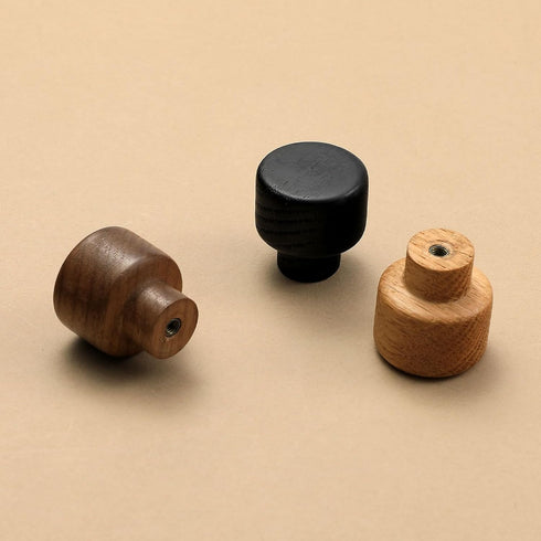 8 pcs Walnut Wood Round Chinese-Style Cute Cabinet Door Handles Cabinet Drawer Pulls Single-Hole Wardrobe Knobs Wooden