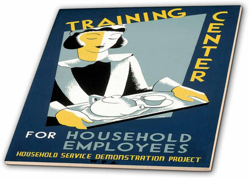 3dRose Training Center for Household Employees Maid with Teapot on a Tray