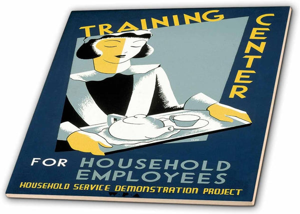 3dRose Training Center for Household Employees Maid with Teapot on a Tray