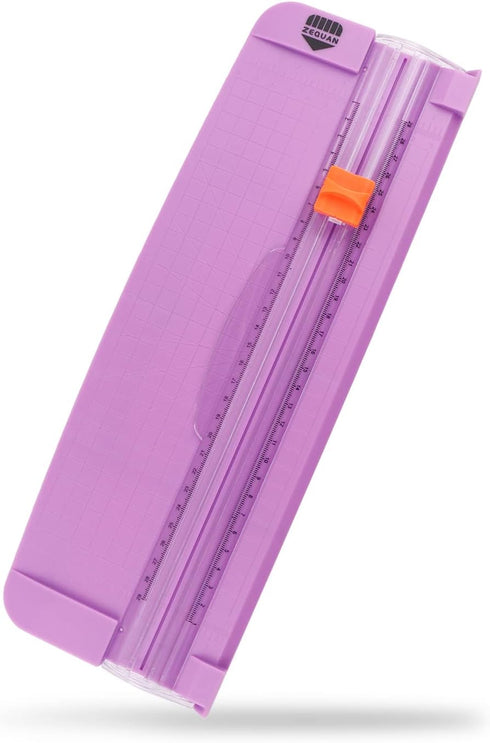 ZEQUAN Small Purple A4 Paper Trimmer, Portable Cutter for Label, Origami, Card, Photo, Coupon, Scrapbook, Cardstock,