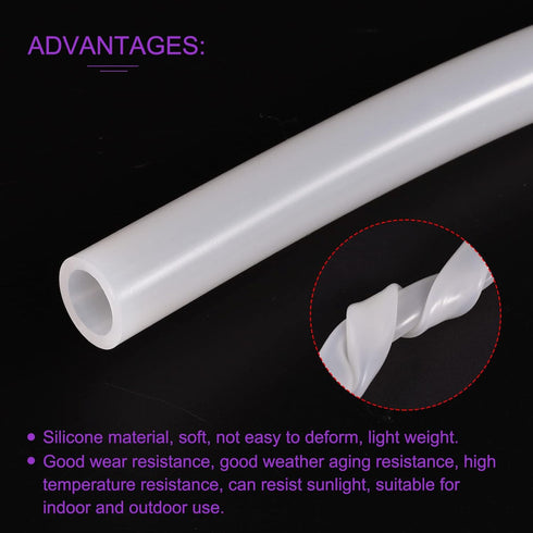 DMiotech 13mm ID 18mm OD Silicone Tube, 2.5mm Thick, 6.6 Feet Translucent Industrial Tubing for Water Pump