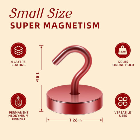 Neosmuk Magnetic Hooks Heavy Duty, 120lb Super Strong Magnet for Cruise Cabins and Fridge Hanging