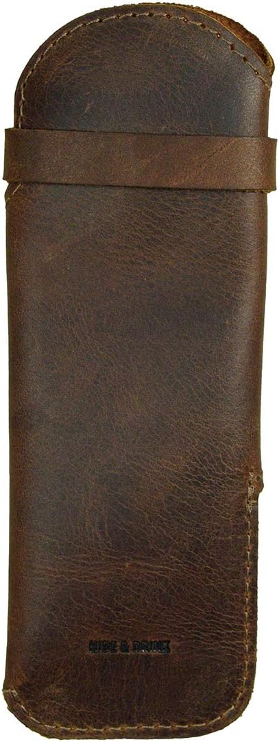 Hide & Drink Leather Heart Pen Case, Pencil Organizer, Handmade Office Accessories, Bookworm Gifts (Bourbon Brown)