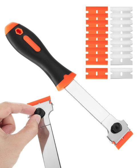 Bates- Long Handle Razor Blade Scraper, Razor Scraper with Extra 10 Metal