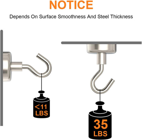 Magnetic Hooks Heavy Duty, 35 lbs Magnets with Hooks for Hanging, Pack of 12 for Kitchen, Grill, Cruise