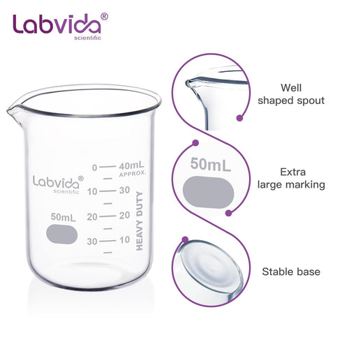 12pcs 50ml Upgraded Thick Glass Beakers, Shot Glass Beaker Set, 3.3 Boro Griffin Low Form