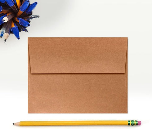 LUXPaper A2 Invitation Envelopes | 4 3/8" x 5 3/4" | Copper Metallic | 80lb. Text | 50 Qty | Peel & Press
