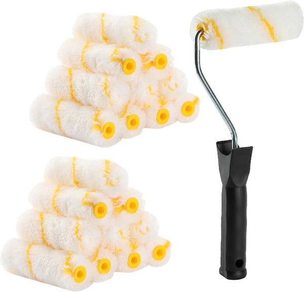 Bates Paint Rollers, 4 inch Mini Paint Roller with 20 Covers for Small Painting Jobs