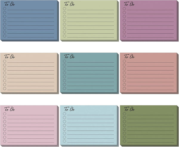 To Do List Sticky Notes, Lined Planner, Assorted Colors Self Stick Note Pads for Reminder, Studying, Office Supplies