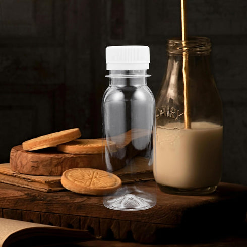3.40 Oz 4.13X1.57X1.57 Inches Set 15 STOBOK Transparent Milk Storage Bottles with Leak-Proof Sealing Caps Pet Plastic