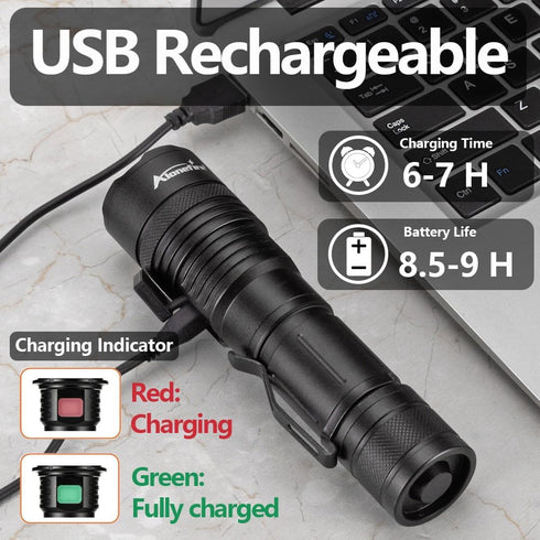 X37 4 ALONEFIRE Multicolor LED Flashlight Color Change White Blue Green Red Light RGB USB Rechargeable Zoom Waterproof