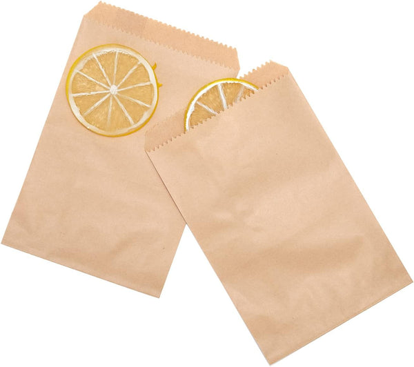 Volanic 100PCS 4X6 Inch Kraft Paper Bags, Small Flat Party Favor Bags for Bakery, Cookies, Sandwich Packing