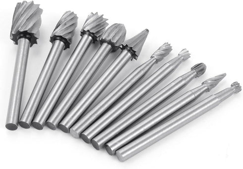 Wood Carving Bits for Dremel Rotary Tool, Woodworking Bit Set with Shaping Burrs, 3mm Shaft Die Grinder 1/8 Inch Shank