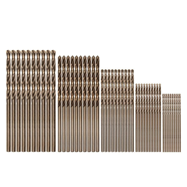 POWERTEC Cobalt Drill Bit Set, 50 PK, 3/64 Inch -1/8 Inch M35 HSS Cobalt Twist Drill Bits with 135° Tip