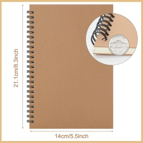 Epakh 22 Packs A5 Spiral Notebook, Hard Cover, Wide Ruled, 50 Sheets, 8.3 x 5.5 Inches, Brown