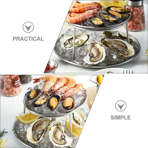 2pcs UPKOCH Stainless Steel Seafood Display Rack Food Tray Holder for Home and Restaurant Creative Seafood Stand