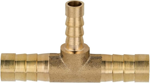 Closmos 2pcs Brass Hose Barb Reducer Tee, 5/8" x 3/8" x 5/8" Barbed 3 Ways Connector with Hose Clamps