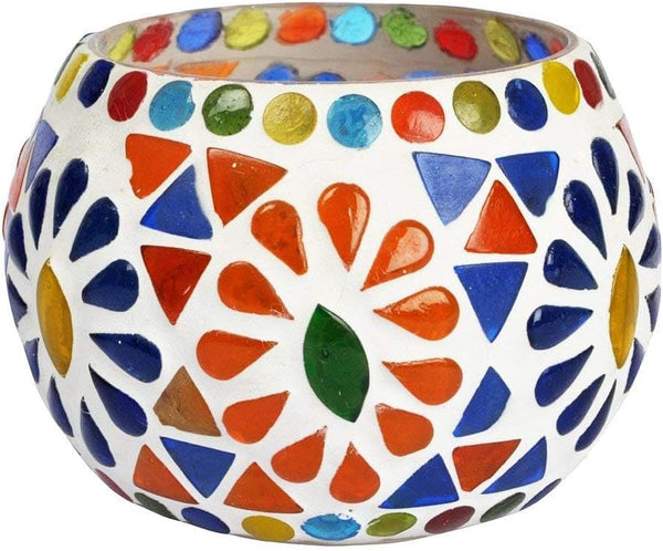 Indibliss Rajasthani Handcrafted Traditional Decorative Mosaic Glass Table Lamp with LED Lights -