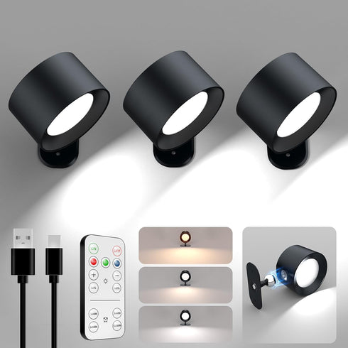 Generic Battery Operated Wall Sconce with Remote & Touch Control, 3 Color Temperatures,