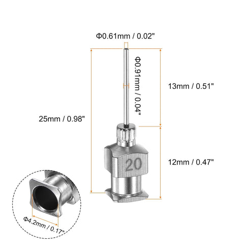 10pcs 20Gauge Stainless Steel Dispensing Needles, 1/2" All Metal Glue Needle Tube Blunt Tips Luer Lock for Thick Liquids, Ink, Glue, Lab Use