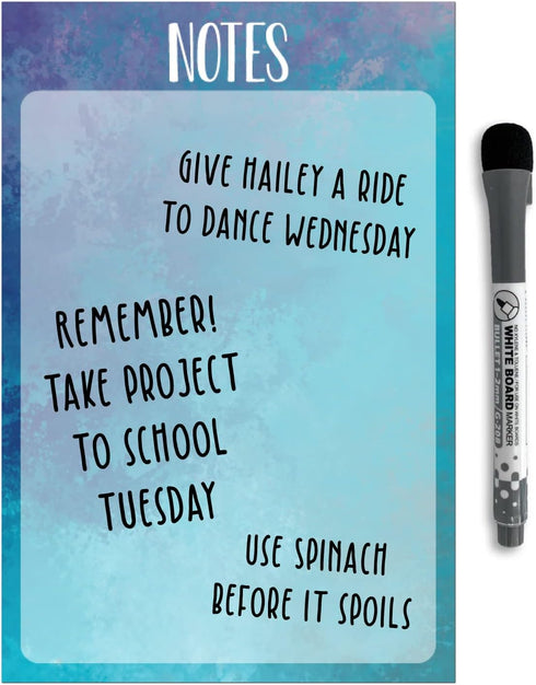 Dry Erase Whiteboard Vinyl Sticker Decal for Notes & Reminders by Glassboard Studio | Removable & Reusable | Magnetic Fine-Tip Marker Included (6 x 9 inches, Watercolor)