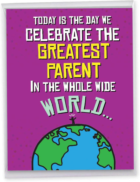 NobleWorks Jumbo Happy Father's Day Card (8.5 x 11 Inch) - Funny Cartoons, Dad Humor Greeting Notecard - Greatest Parent
