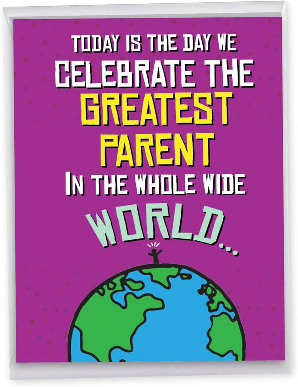 NobleWorks Jumbo Happy Father's Day Card (8.5 x 11 Inch) - Funny Cartoons, Dad Humor Greeting Notecard - Greatest Parent