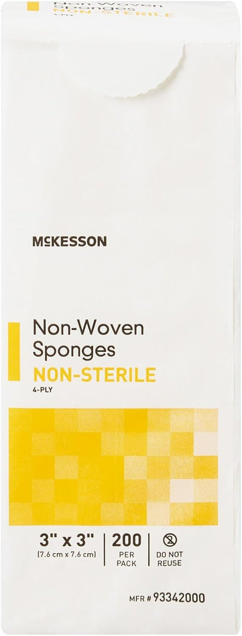 McKesson Non-Woven Sponges, Non-Sterile, 4-Ply, 3 in x 3 in, 200 Per Pack