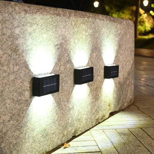 10 LED Solar Up Down Lights, 2 Pack Outdoor Waterproof Modern Nordic Sconce, Black Exterior Light Fixture