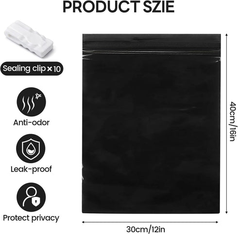 Haenaeg 100pcs 10 (16 12 Inches) Extra Thick Adult Diaper Disposal Bags, Odor-Proof Sealed Leak-Proof Bags with Clips
