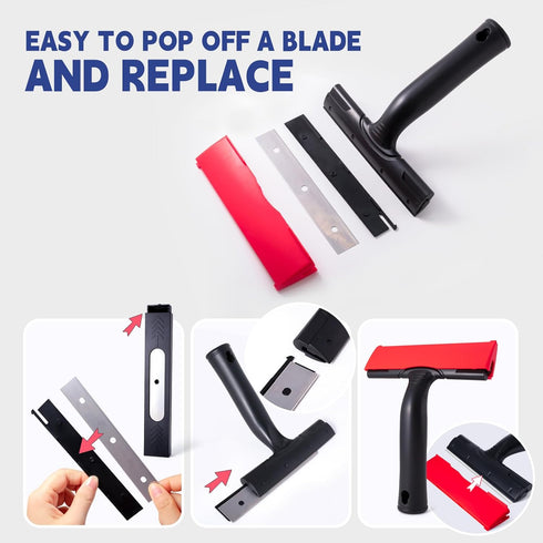2 Pack 6" 25PCS FOSHIO Putty Knife Razor Blade Scraper Tool with Extra Double Edge Metal Blades for Cleaning Paint