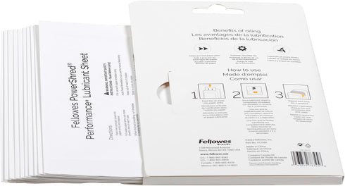 Fellowes 6 8.50 0.031 Inch, 10-Pack Powershred Performance Paper Shredder Lubricant Sheets with Paper Shredder Oil