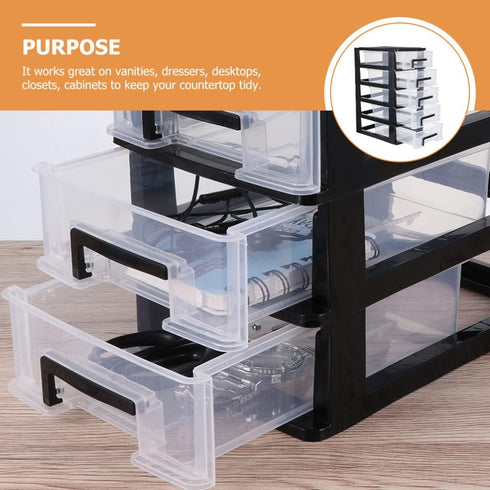 Cabilock Storage Drawers Desk Organizer with 5 Clear Plastic Drawers, Mini Storage Bin for Craft and Stationery