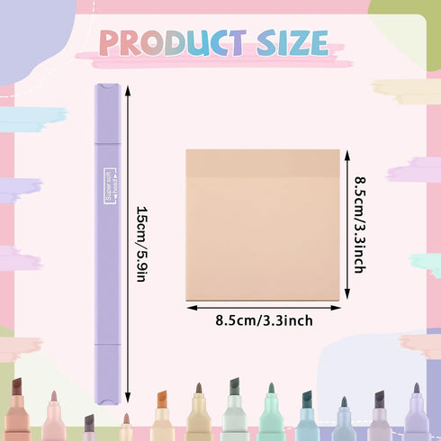 Yinder 12 Pcs Bible Highlighters - No Bleed, Pastel Colors Chisel Tip, 300 Sheets Cream Colors Transparent Sticky