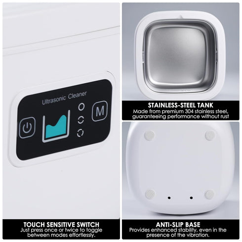 Ultrasonic Cleaner Machine 8.6oz (255ml) with UV, 45kHz Portable Jewelry Cleaner, 3 Cleaning Modes for Home