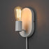 65000134 1-Light 6ft Globe Electric Plug-in or Hardwire Wall Sconce, Matte White, White Fabric Covered Cord, Inline
