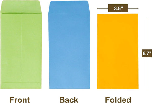 ESSENTIAL #1 120 Pieces Cash Envelopes, 3.5" x 6.7" with Gummed Flap for Home and Office Use (Assorted)