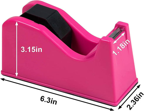 IHOMECOOKER Desktop Tape Dispenser Adhesive Roll Holder (Fits 1" & 3" Core) with Weighted Nonskid Rose red by ihomecooker