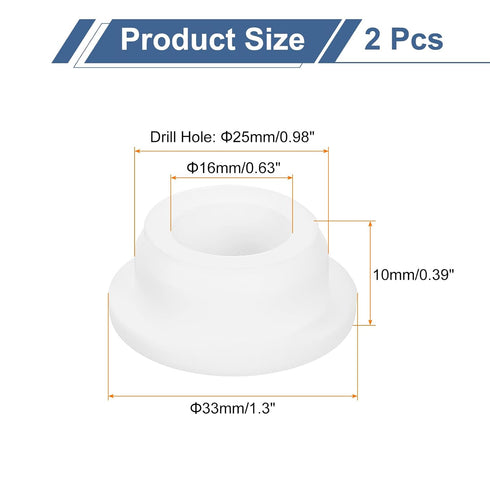 2Pcs Grommets 25mm 16mm Grommet uxcell Rubber Drill Hole, ID Hole Top Hat White Silicone Rubber Hole Plug Gasket