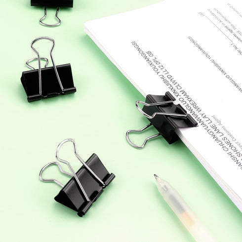 ZZTX Small Size Black Binder Clips, 1.0 Inches, 36 Pack Paper Clamps