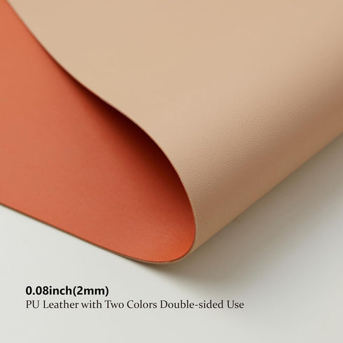 Dual Sided Leather Desk Mat - Waterproof Desk Pad for Office and Home, Ideal for Large Mouse Pad (Apricot+Orange,